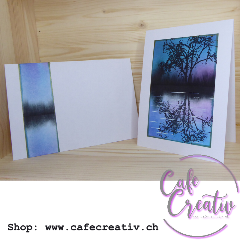 Anleitung One Layer Karte mit gespiegeltem baum-Motiv CafeCreativ.ch